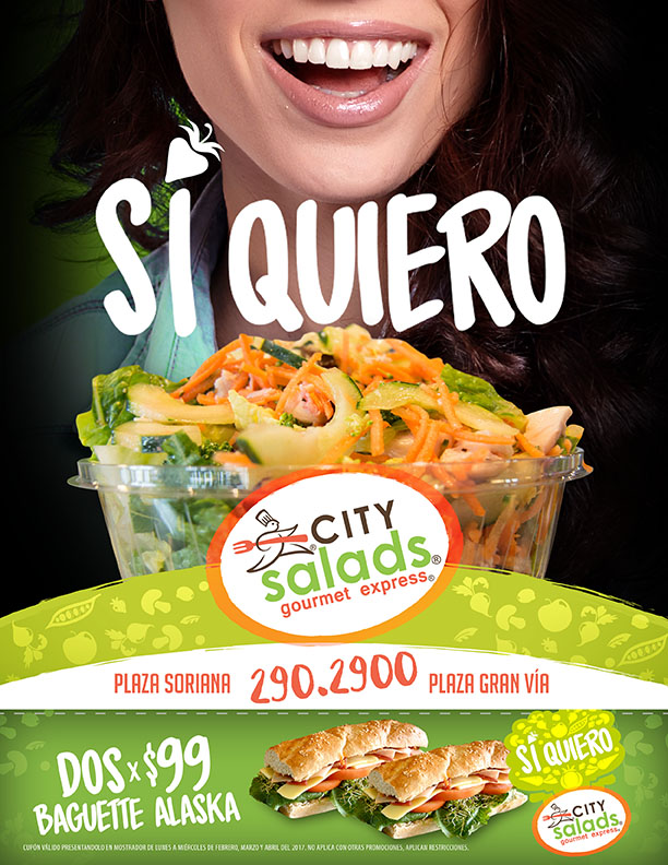 Volante con cupón · frente · City Salads